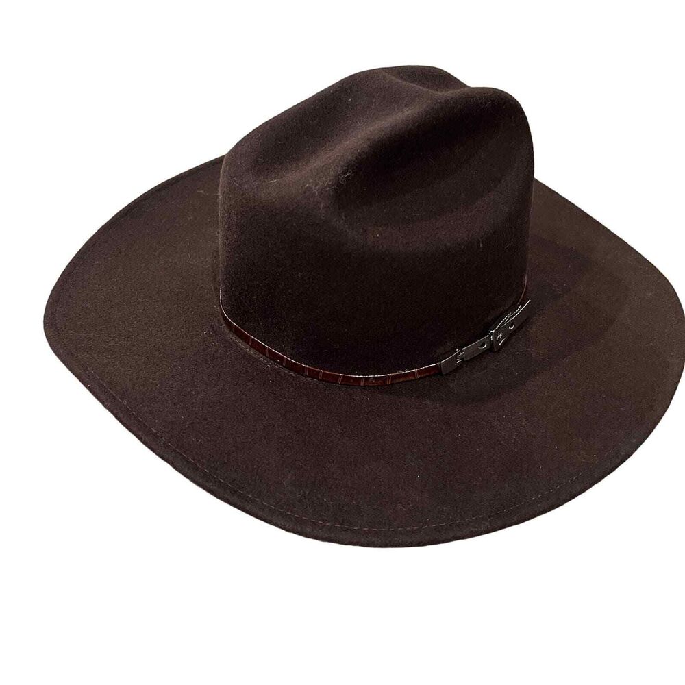 Eugenia Kim Velma Croc Trim Band Wool Cowboy Hat in Chocolate